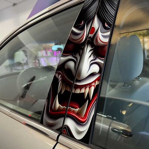 Japanese Demon Mask Hannya Pillar Doors Car Decal Sticker Wrap Custom Vinyl Graphics for Vehicle Styling 2
