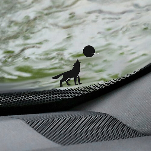 Wolf and Moon Windshield Easter Egg Corner Decal - Custom Vinyl Graphic
