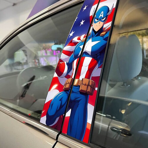 US American Anime style Pillar Doors Car Decal Sticker Wrap Custom Vinyl Graphics for Vehicle Styling