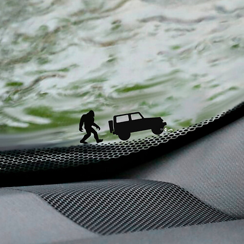 Yeti Bigfoot Jeep Wrangler Windshield Easter Egg Corner Decal - Custom Vinyl Graphic

