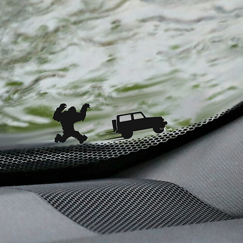 Yeti Bigfoot Jeep Wrangler Windshield Easter Egg Corner Decal - Custom Vinyl Graphic 3