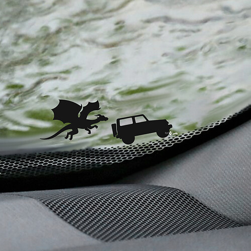 Dragon Jeep Wrangler Windshield Easter Egg Corner Decal - Custom Vinyl Graphic