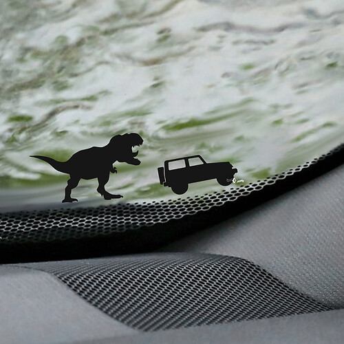 T-Rex Jeep Wrangler Windshield Easter Egg Corner Decal - Custom Vinyl Graphic