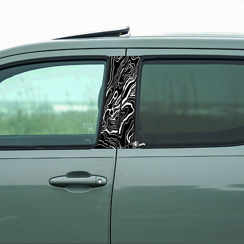Topographic map style Pillar Doors Car Decal Sticker Wrap