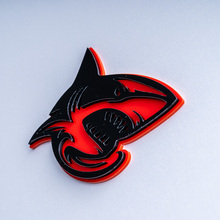 Shark Hellshark 3D Badge Fender Badges Emblem Black and Red 2