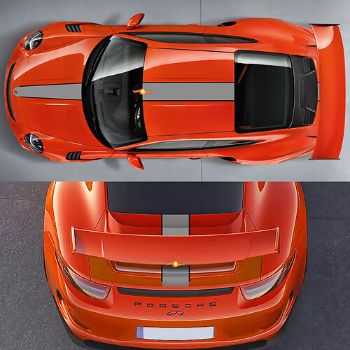 Porsche 911 GT3 ହୁଡ୍ ଷ୍ଟ୍ରାଇପ୍ସ୍ କିଟ୍ ଡିକାଲ୍ ଷ୍ଟିକର୍
