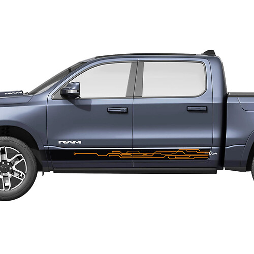 Side Rocker Panel Stripes Modern for Dodge RAM 1500 REV Vinyl Decals Stickers Graphics 3