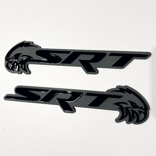 SRT Trackhawk 3D Badge Black vs Grey Fender Badges Emblem 2