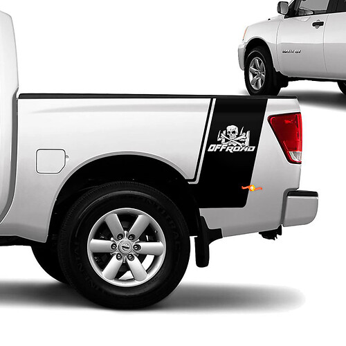 Nissan Titan Bedside Off Road Skull Stripes Vinyl Stickers Decals Graphics