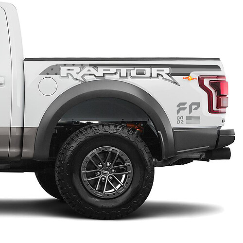 Ford Raptor F150 FP Rear Quarter US Flag Vinyl Decals Stickers
