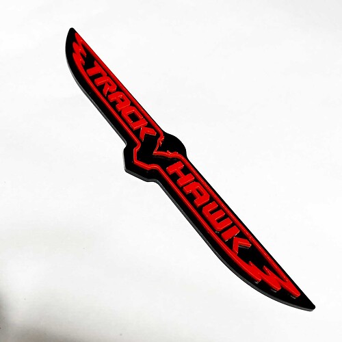 Trackhawk 3D Badge - Custom Fender Emblem for Jeep Trackhawk Red vs Black