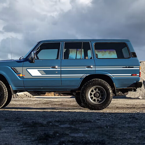 Retro Stripes ପକା ଦ୍ୱାର ଭିନାଇଲ ଡିକାଲ୍ସ ଷ୍ଟିକର୍‌ଗୁଡ଼ିକ 1988 ଟୋୟୋଟା ଲ୍ୟାଣ୍ଡ କ୍ରୁଜ଼ର୍‌ପାଇଁ।
