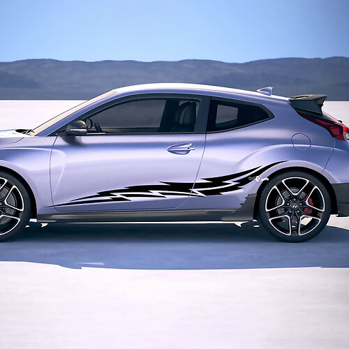 2x Door Side Tribal Racing Stripes Vinyl Stickers Decal fit to Hyundai Veloster