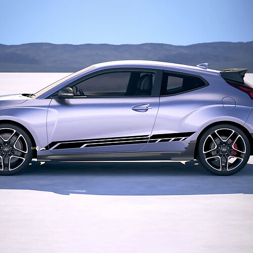 2x Door Side Racing Stripes Vinyl Stickers Decal fit to Hyundai Veloster 3