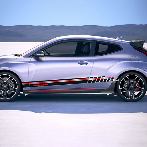 Side Racing Strobe Stripes Vinyl Stickers Decal fit to Hyundai Veloster