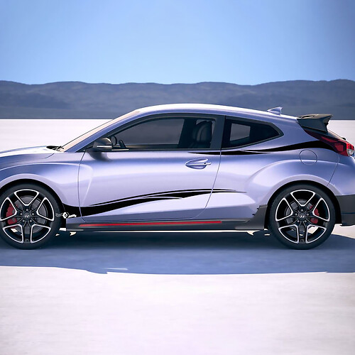 2x Door Side Wave Racing Stripes Vinyl Stickers Decal fit to Hyundai Veloster