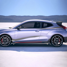 2x Door Side Wave Racing Stripes Vinyl Stickers Decal fit to Hyundai Veloster 2