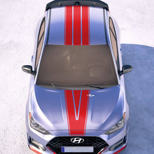 Hood and Roof Central V Racing Stripes Vinyl Stickers Decal fit to Hyundai Veloster 2
