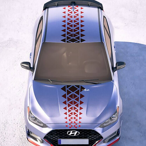 Hood and Roof Central Gradient Ornament Racing Stripes Vinyl Stickers Decal fit to Hyundai Veloster