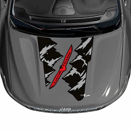 Jeep Cherokee Trailhawk Mountains Hood Vinyl Decal Sticker Graphic