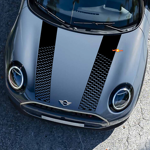 MINI John Cooper Works Checkered Stripes Hood Rally Decal graphics sticker
