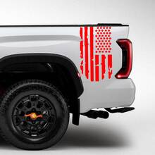 Pair Toyota Tundra Bed Side Rear Fender Destroyed Grange USA Flag Logo Stripes Vinyl Stickers Decal 2
 2