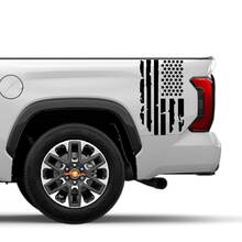Pair Toyota Tundra Bed Side Rear Fender Destroyed Grange USA Flag Logo Stripes Vinyl Stickers Decal 2
 3