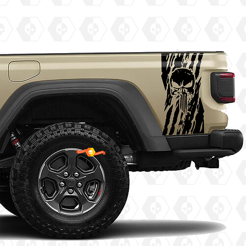  Jeep Gladiator USA Flag Destroyed Punisher Decals Vinyl Graphics  Bed Side Vinyl Decals