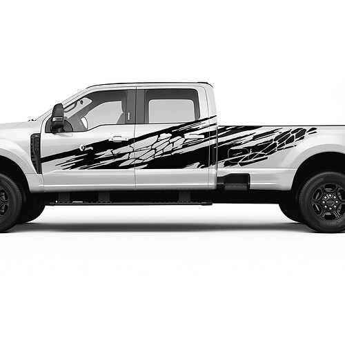 Ford F150 F250 F350 Splash Grunge Skin Style Decal Kit - Bedside Vinyl Sticker Set Side Graphics