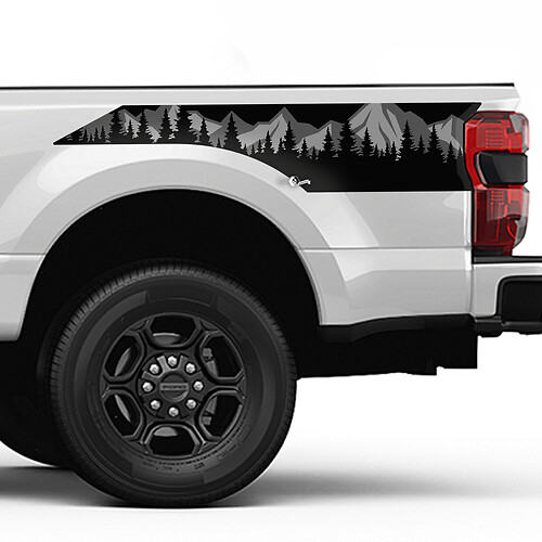 Mountains and trees ຕົ້ນຕົ້ນລາວລາວ Bed Side Stripes Decal Kit Vinyl Sticker Set Side Graphics for Ford Trucks
