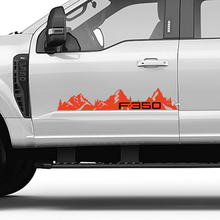 F350 Mountains Trees Bed Side Doors Stripes Decal Kit Vinyl Sticker Set Side Graphics for Ford Trucks 3
