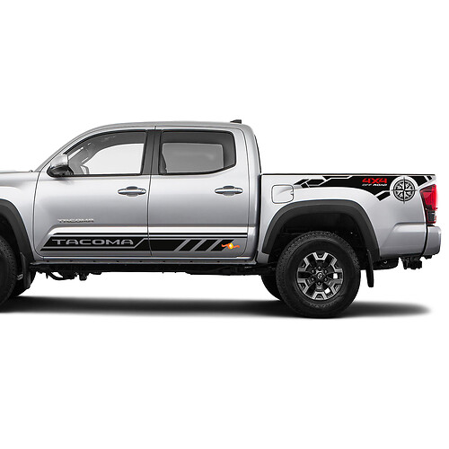 Tacoma 4x4 off road Rear BedSide Rocker Panel Stripes Vinyl Decal Sticker for Toyota Tacoma