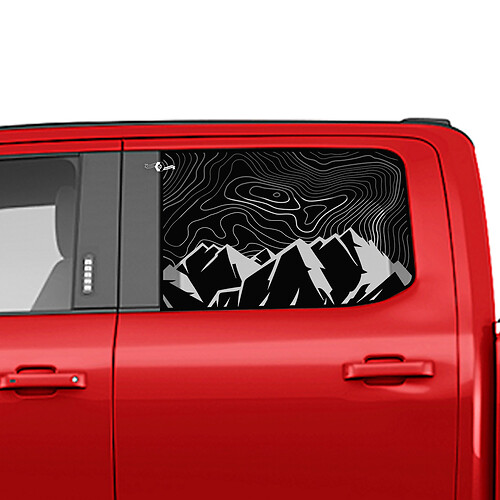 Side Mountains Topographic Map Window Decal Vinyl Sticker Graphics for Ford Trucks