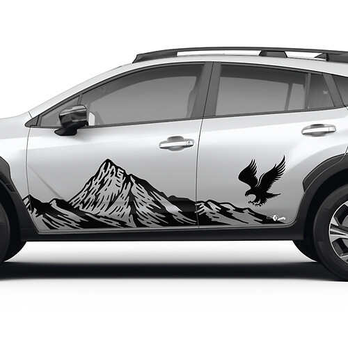 Side Doors Landscape Mountains Eagle Vinyl Decal - Graphic Sticker ajuste universal Suba Crosstrek
