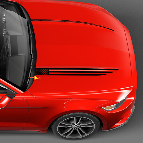 Hood Cowl Spear Stripes USA US Flag for Ford Mustang