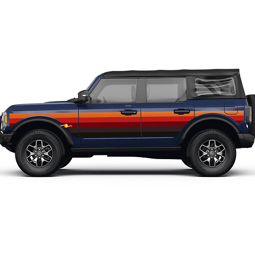 Pair Side Door Retro Vintage Stripes Vinyl Decals Stickers for Ford Bronco 