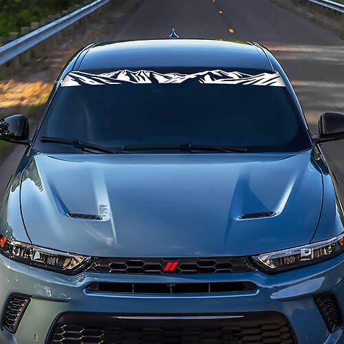 Windshield Mountains Banner Decal Sticker - Custom Vinyl Graphics fit to Dodge Hornet
