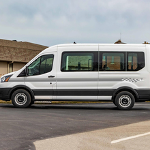 Ford Transit ଚେକର୍ଡ ଭିନିଲ୍ ସାଇଡ୍ ଷ୍ଟ୍ରାଇପ୍ ଡିକାଲ୍ ଷ୍ଟିକର୍‌ଗୁଡିକାରଣା ପ୍ରକାରରେ।
 2