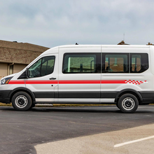 Ford Transit ଚେକର୍ଡ ଭିନିଲ୍ ସାଇଡ୍ ଷ୍ଟ୍ରାଇପ୍ ଡିକାଲ୍ ଷ୍ଟିକର୍‌ଗୁଡିକାରଣା ପ୍ରକାରରେ।
 3