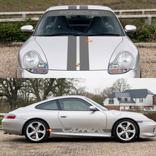 Porsche 911 Carrera Dual Central Stripes Retro Hood Side Windshield Decal Sticker Kit 2