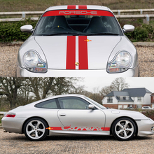 Porsche 911 Carrera Dual Central Stripes Retro Hood Side Windshield Decal Sticker Kit 3