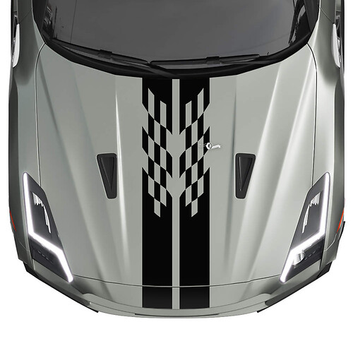 Hood Checkered Stripes Decal Kit for Nissan GT-R
