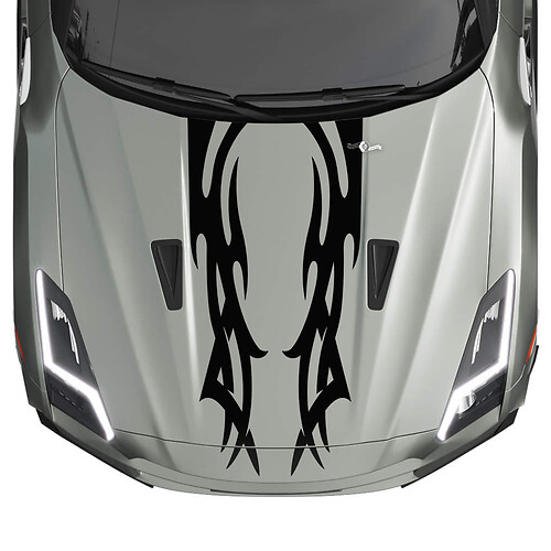 Hood Dual Tribal Graphics Stripes Decal Kit for Nissan GT-R
