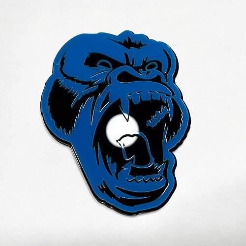 Custom 3D Badge Angry Gorilla Fender Tailgate Front Grille Badges Emblem Blue