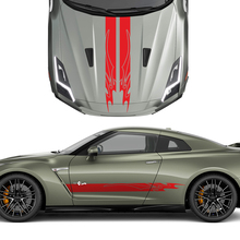 Hood and Sides Dual Tribal Graphics Stripes Decal Kit for Nissan GT-R
 2