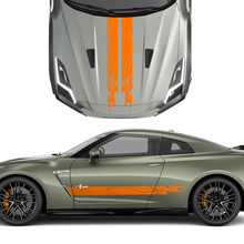 Hood and Sides Dual Tribal Graphics Stripes Decal Kit for Nissan GT-R
 3