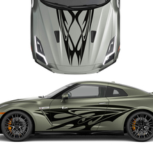 Hood and Sides Dual Tribal Tattoo Graphics Stripes Decal Kit for Nissan GT-R 3 2