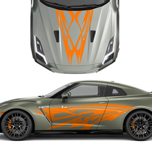 Hood and Sides Dual Tribal Tattoo Graphics Stripes Decal Kit for Nissan GT-R 3 3