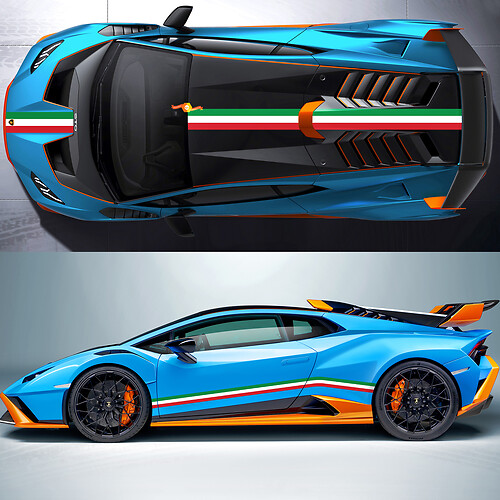 Lamborghini STO Italian Flag Side Hood Roof Lines Stripes Vinyl Decal Sticker Graphics