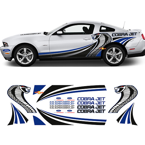 COBRA JET Side Graphic Decals Stickers Racing Kit for Ford Mustang
